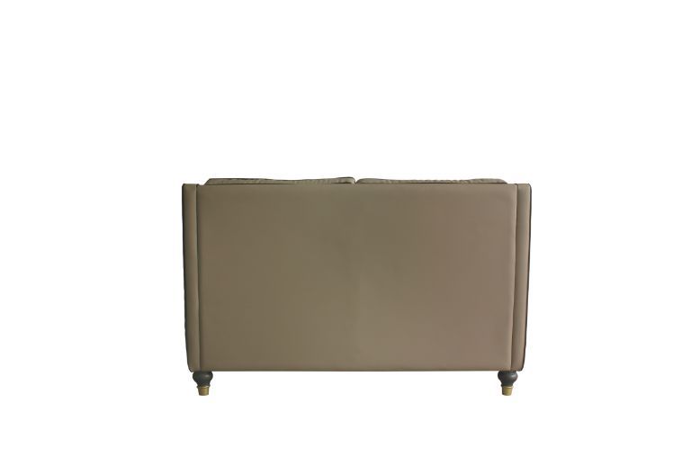 House - Marchese Loveseat - Tan PU & Tobacco Finish