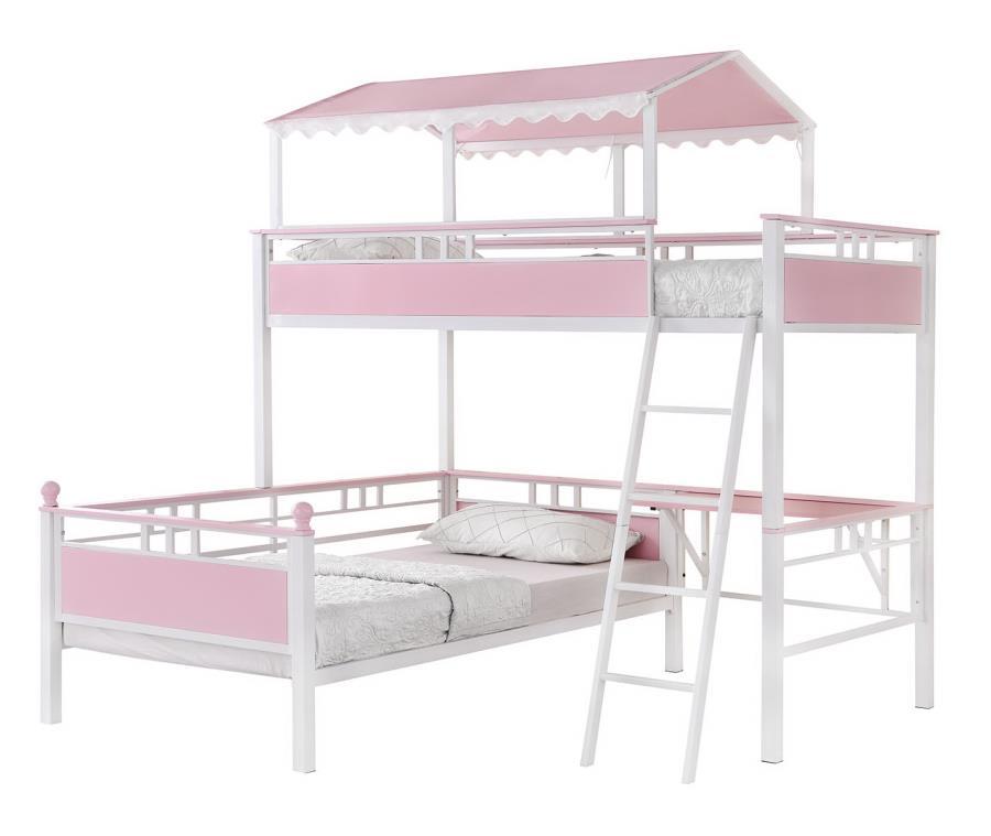 Alexia - Twin over Twin Workstation Bunk Bed - Pink