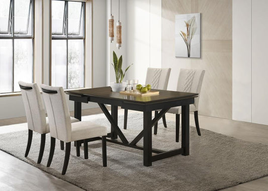 Dining Table 5 Piece Set - Black / Pearl Silver