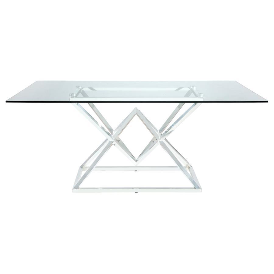 Beaufort - Rectangular Glass Dining Table - Pearl Silver