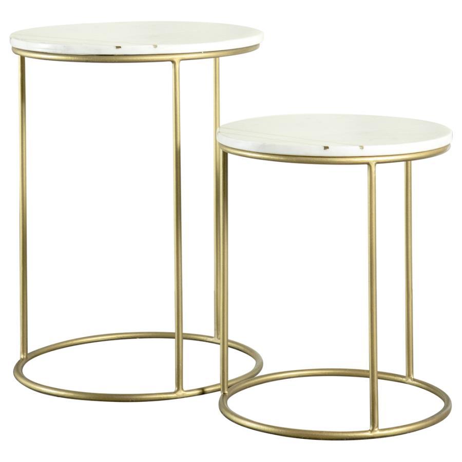 Vivienne - 2-piece Round Marble Top Nesting Tables - Yellow