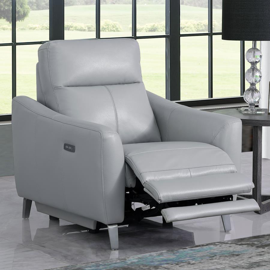 Derek - Power Recliner - Pearl Silver