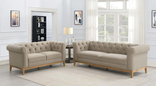 Sandrine - 2 Piece Set (Sofa And Loveseat) - Beige