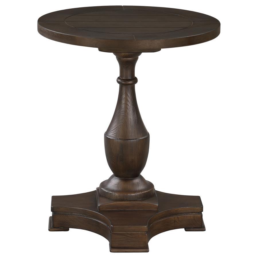 Morello - Round End Table With Decorative Grooves - Brown