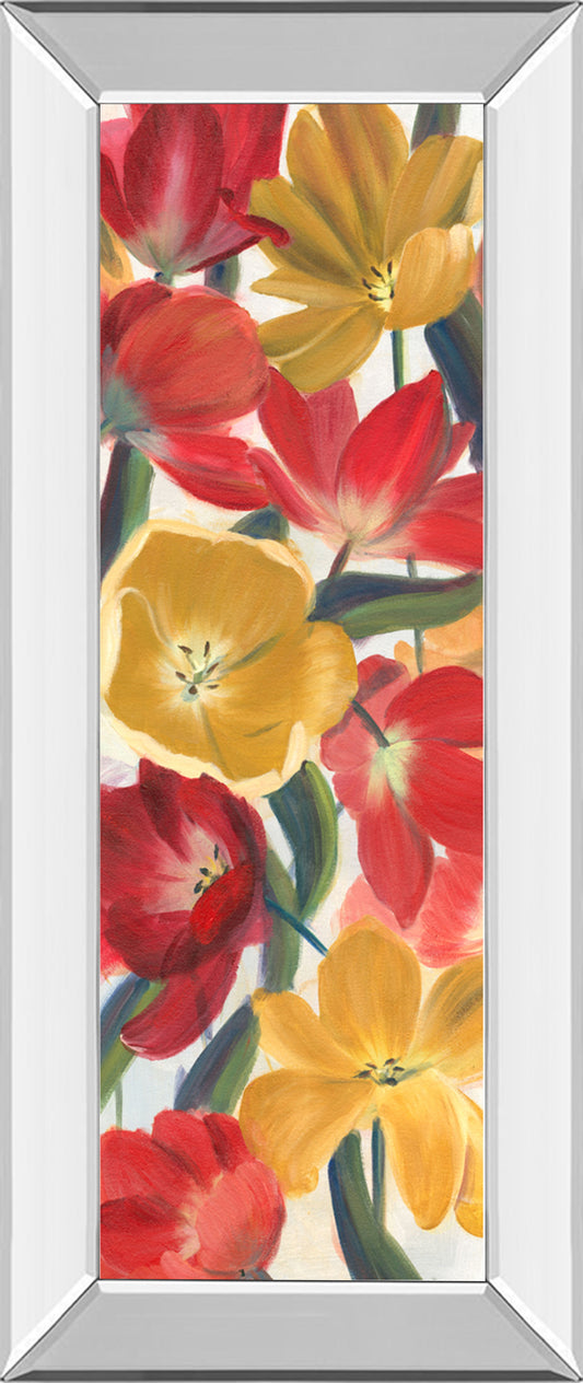 Tulip Array Panel I By Sandra Iafrate - Mirror Framed Print Wall Art - Red