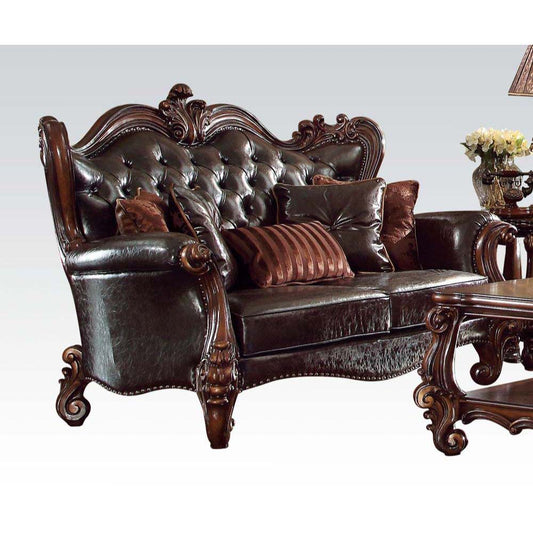 Versailles - Loveseat - Two Tone Dark Brown PU & Cherry Oak - 49"