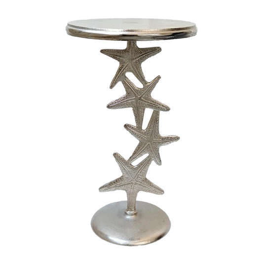 Metal Starfish Side Table 14 / 25" - Silver