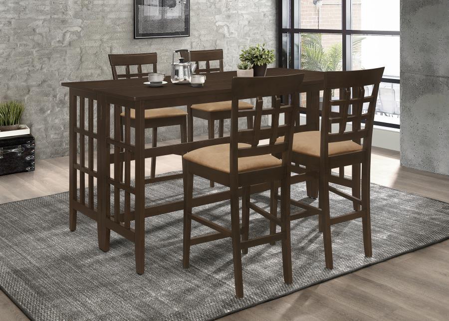 Carmina - Counter Height Table 5 Piece Set - Dark Brown And Beige