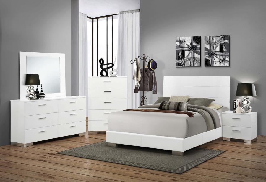 Felicity - Eastern King Bed 6 Piece Set - Glossy White