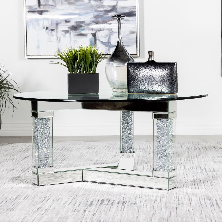 Octave - Square Post Legs Round Coffee Table Mirror