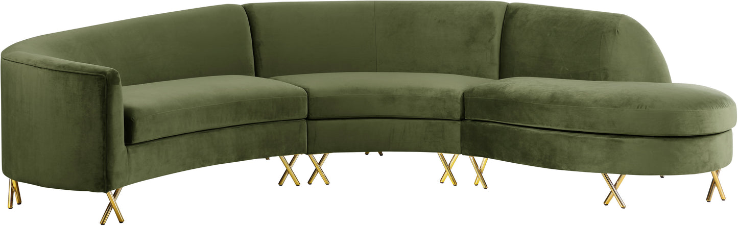 Serpentine Velvet 3 piece - Sectional