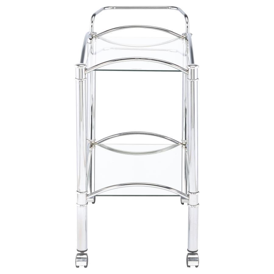 Shadix - 2-tier Serving Cart With Glass Top - Pearl Silver