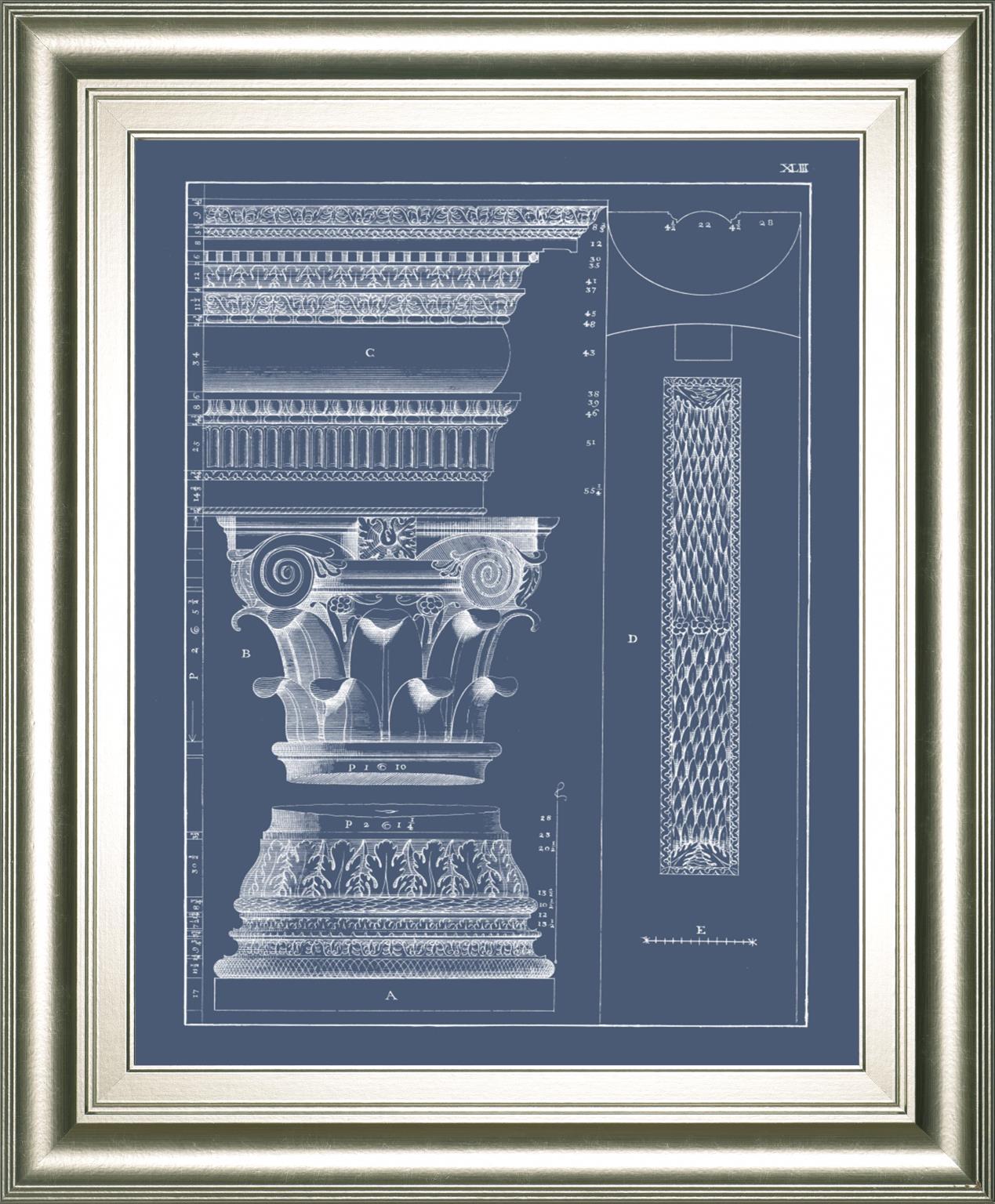 Column & Cornice Blueprint I By Vision Studio 22x26 - Blue