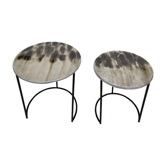 Metal Round Side Tables 22 / 24" (Set of 2) - Ombre Gray