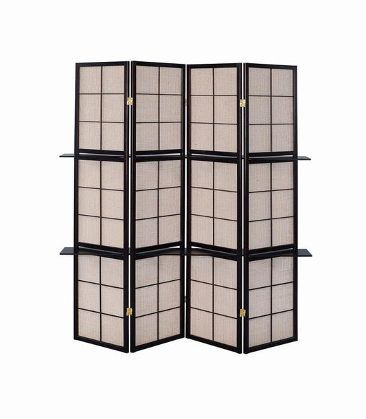 Iggy - 4-panel Folding Screen With Removable Shelves - Beige