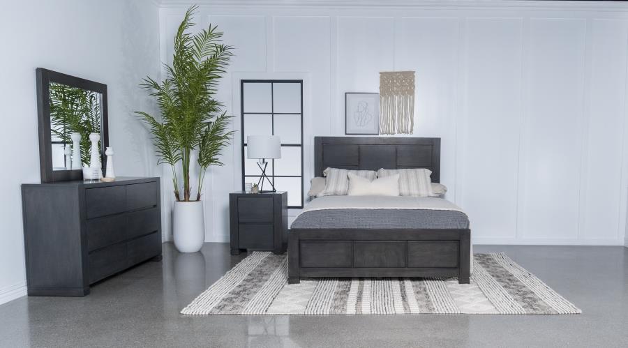 Lorenzo - Queen Bed 4 Piece Set - Dark Gray