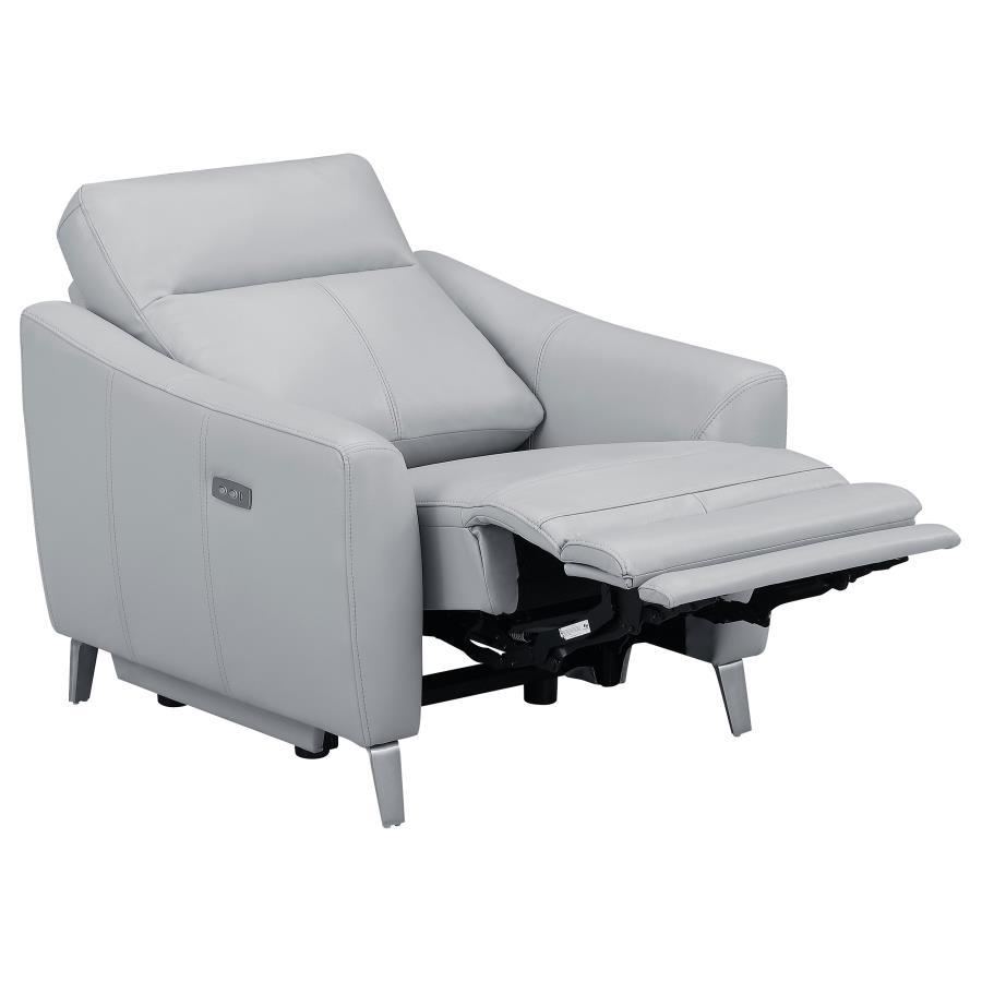 Derek - Power Recliner - Pearl Silver