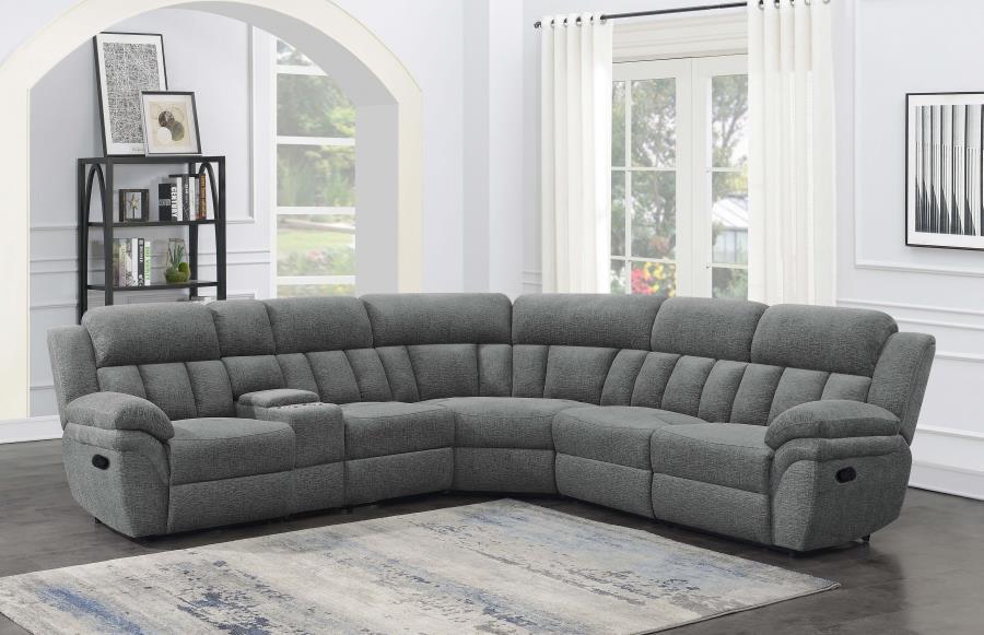 Bahrain - 6-piece Upholstered Motion Sectional - Gray