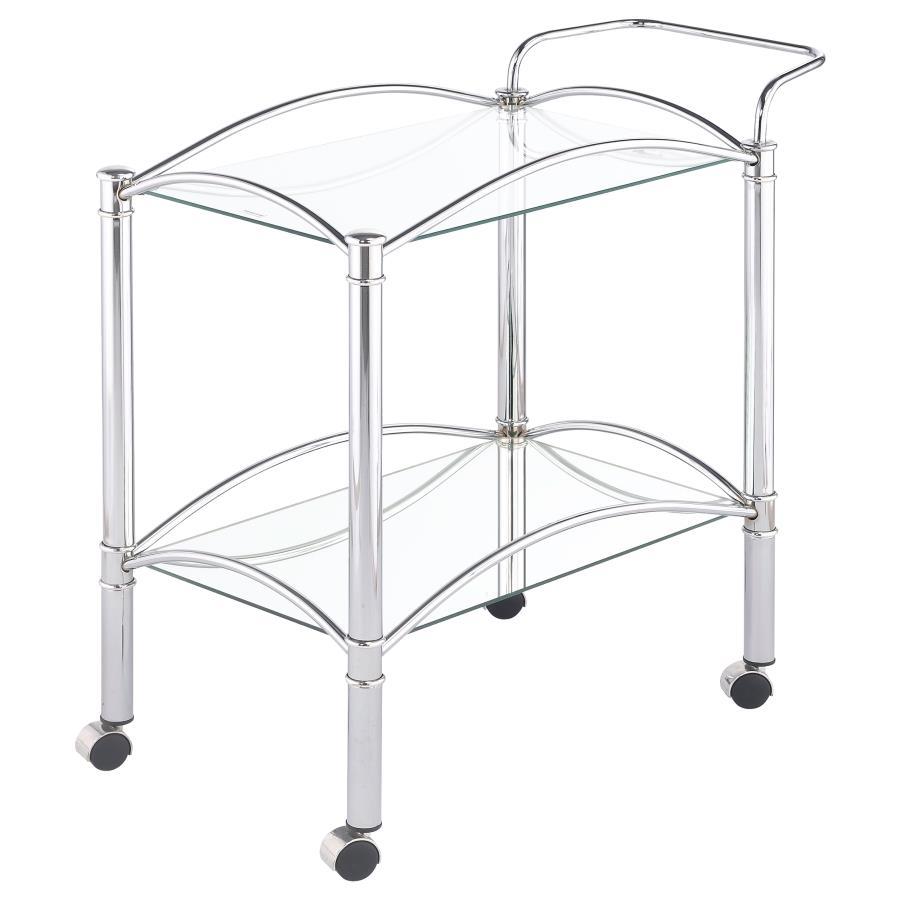 Shadix - 2-tier Serving Cart With Glass Top - Pearl Silver