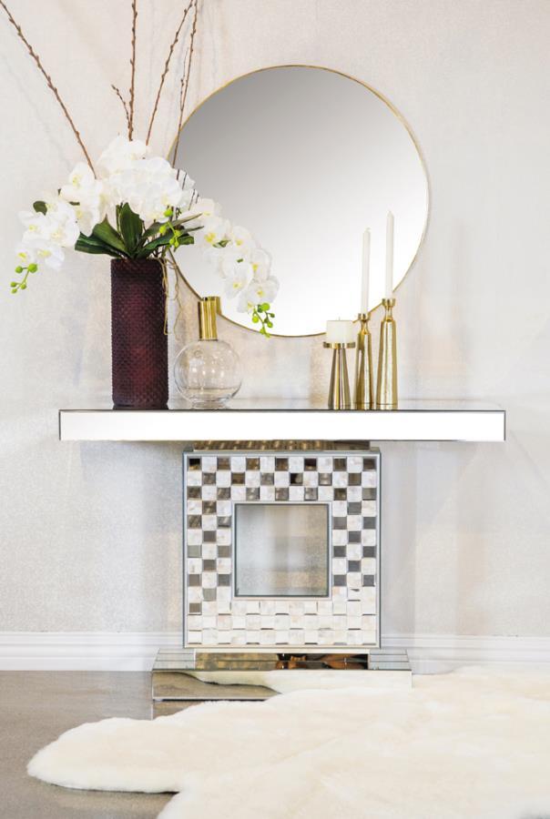 Claire - Checkerboard Square Base Console - White