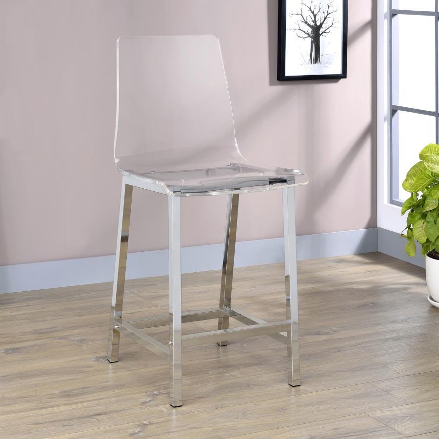 Coaster - Acrylic Chrome Stools (Set of 2)