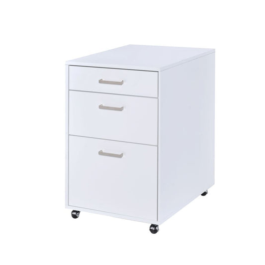 Coleen - File Cabinet - White High Gloss & Chrome