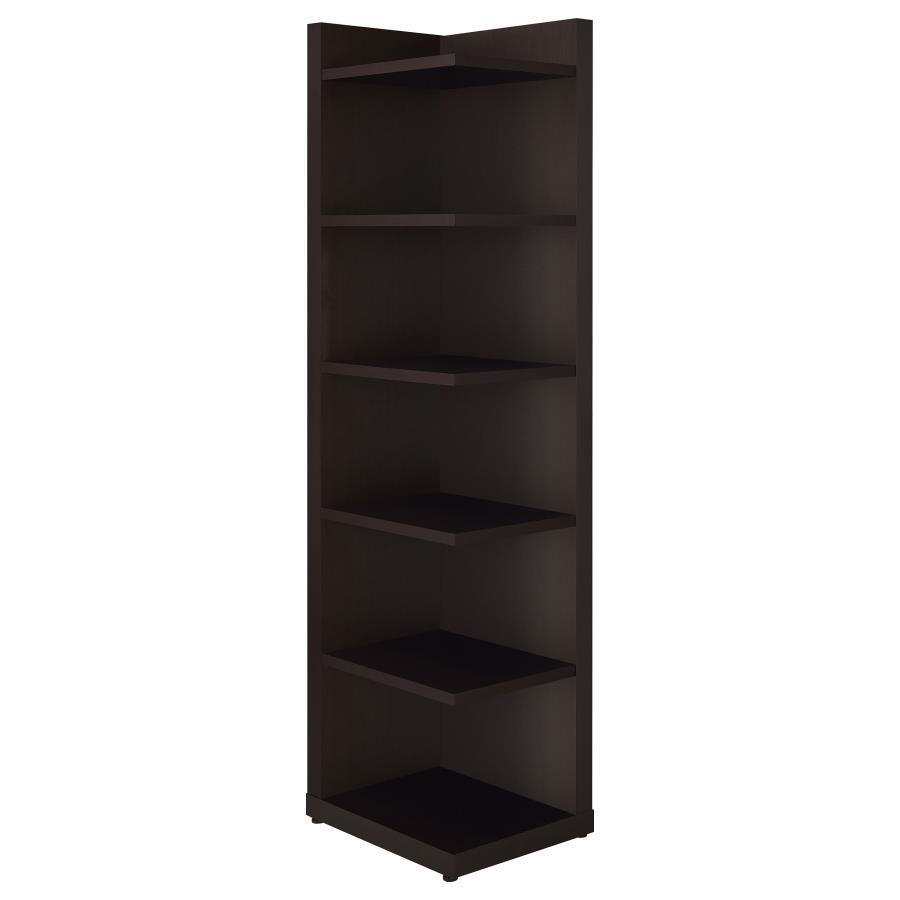 Pinckard - 6-tier Corner Bookcase - Brown