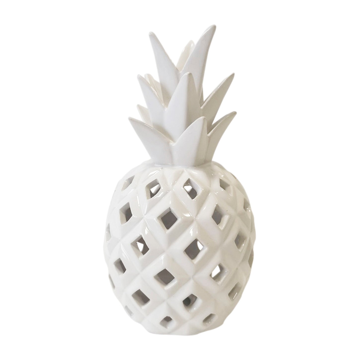 Cer Cut-out Pineapple 10" - White