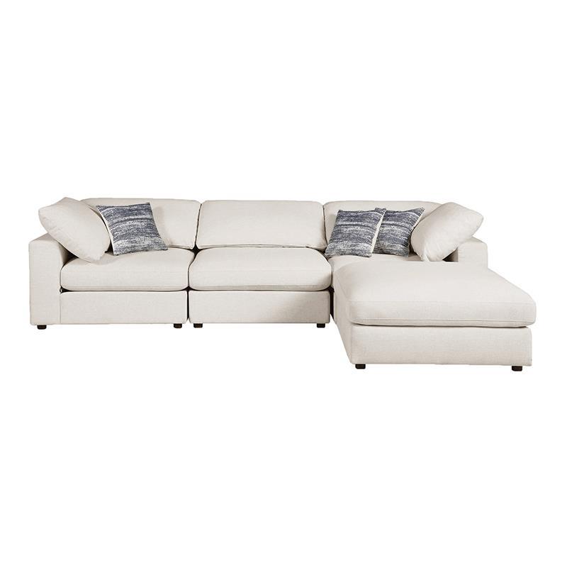 Serene - 4 Piece Sectional Set (1 Armless Chair, 2 Corners And 1 Ottoman) - Beige