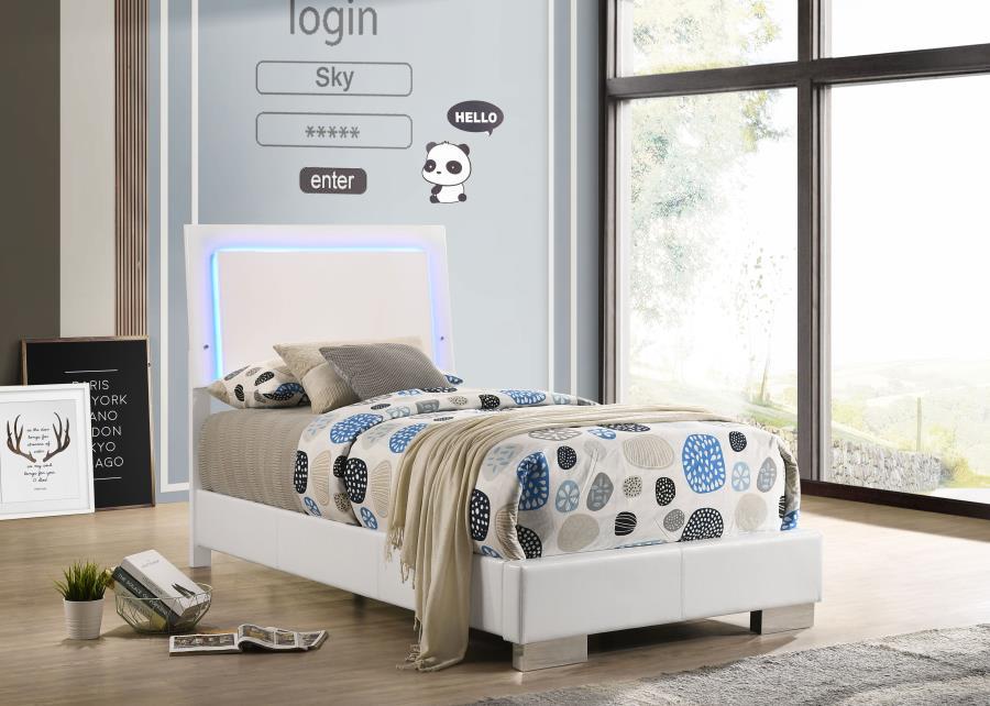 Felicity - High Headboard Panel Bed with LED Lighting