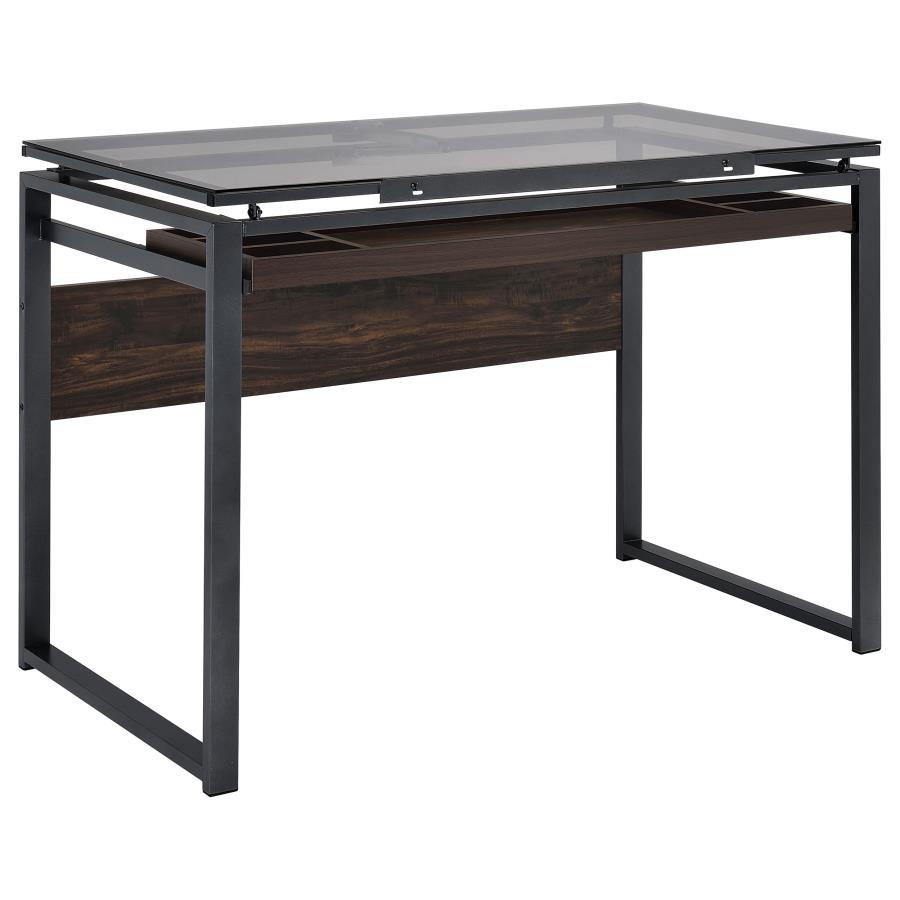 Pantano - Glass Top Drafting Desk - Brown