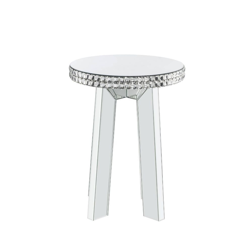 Lotus - End Table - Mirrored & Faux Crystals