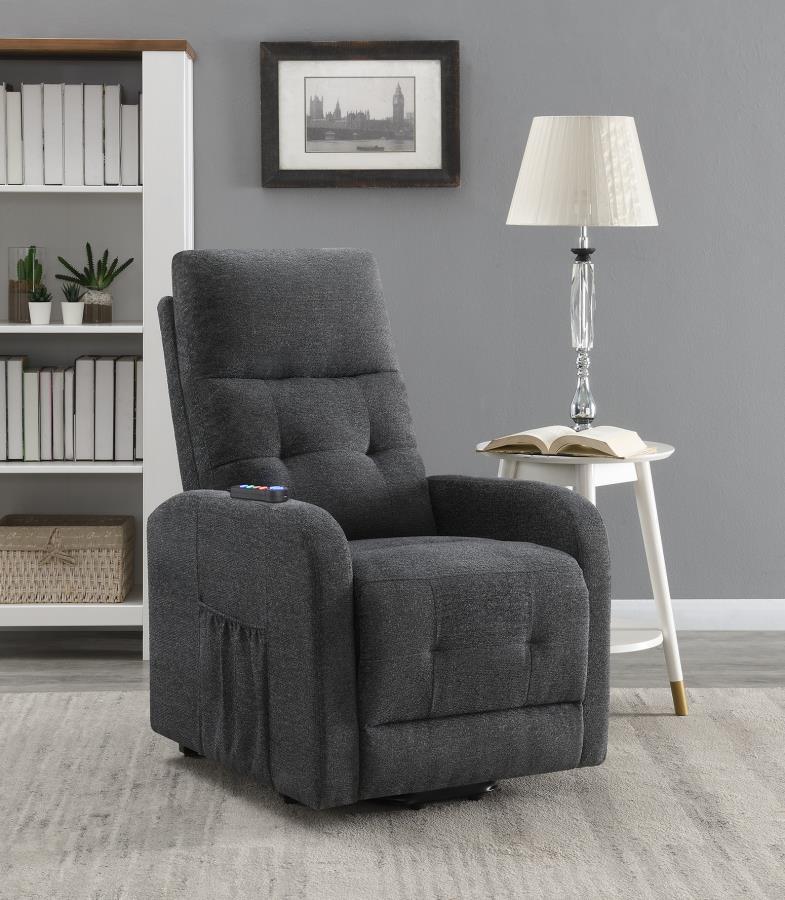 Howie - Tufted Upholstered Power Lift Recliner - Gray