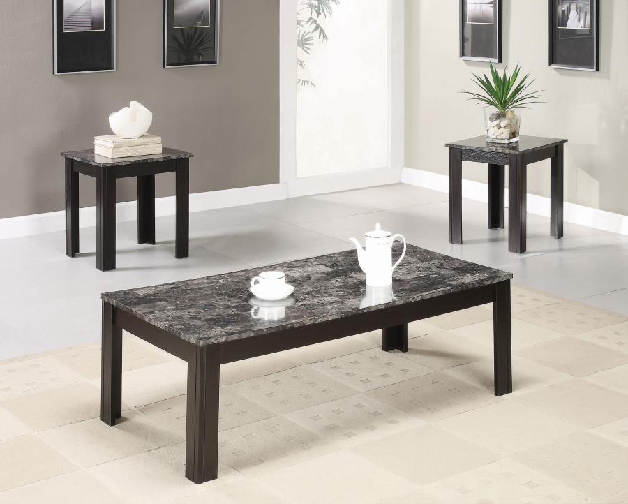 Coaster - 3-piece Faux-marble Top Occasional Table Set