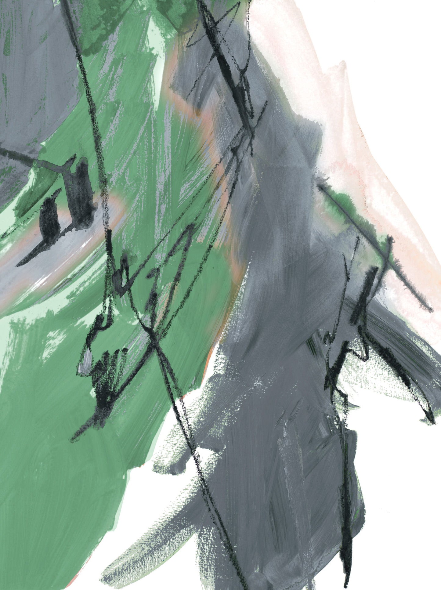 Rare Green And Gray Abstract I By Robin Maria - Green