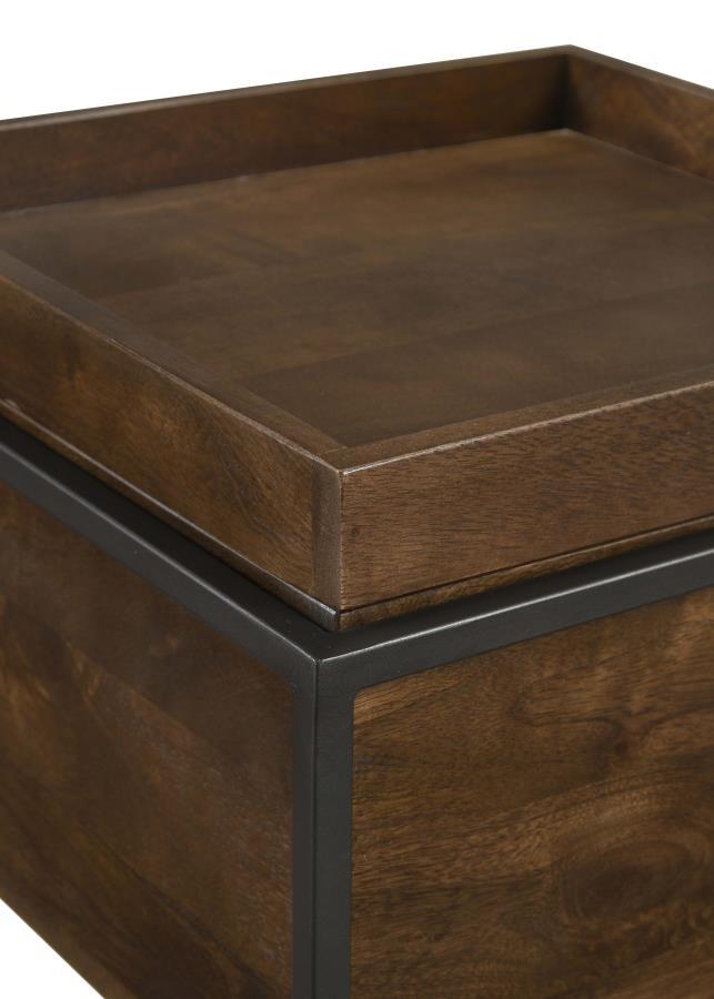 Ondrej - Accent Table With Cube Iron Base - Brown