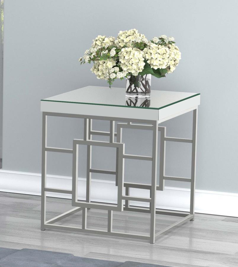 Dafina - Frame End Table - Pearl Silver