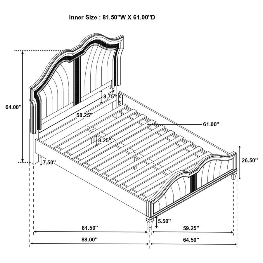 Evangeline - Queen Bed - Pearl Silver