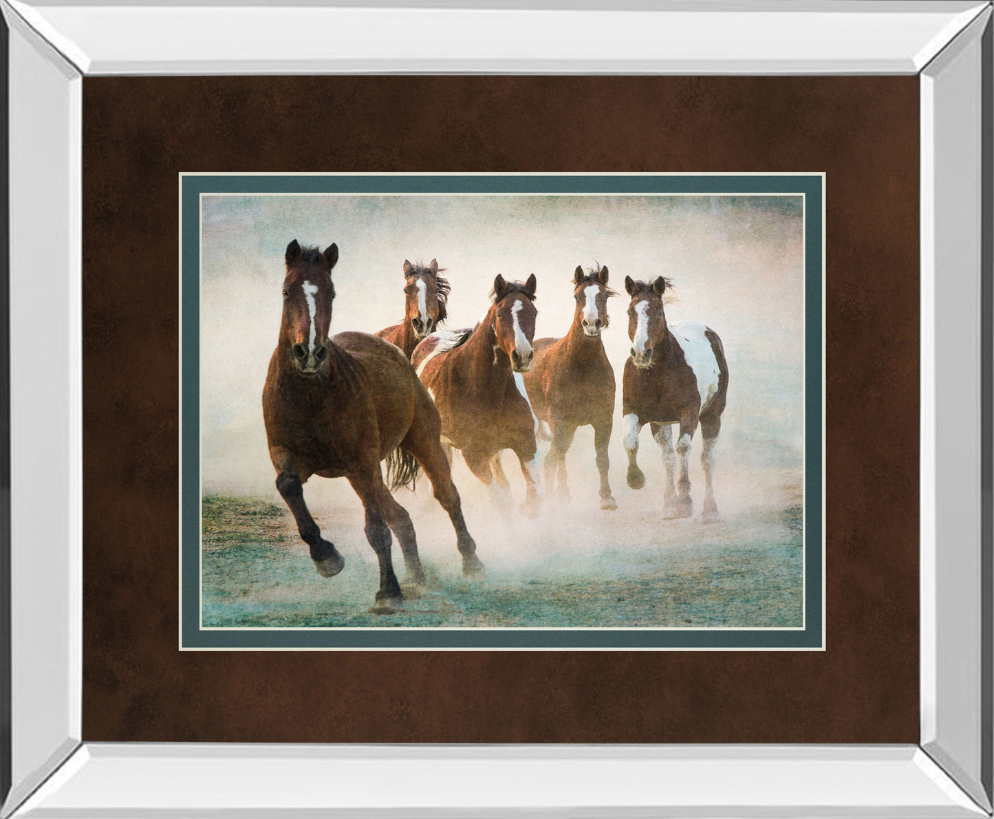 Blaze Of Glory By Wendy Caro Mirror - Framed Print Wall Art - Dark Brown