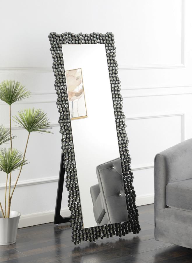 Mckay - Textural Frame Cheval Floor Mirror - Gray