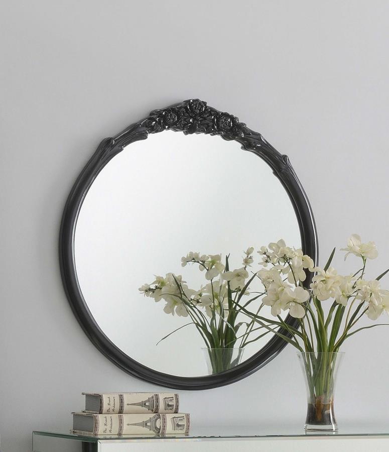 Sylvie - Round Accent Mirror - Black