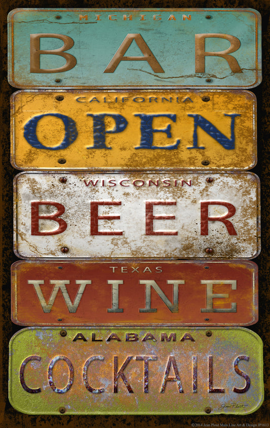 Framed - License Plate Bar Open By Jean Plout