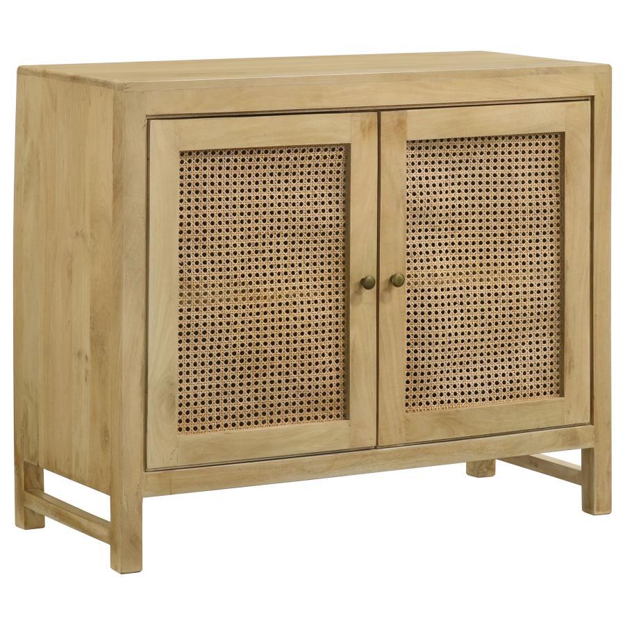 Amaryllis - 2 Woven Cane Doors Accent Cabinet - Light Brown