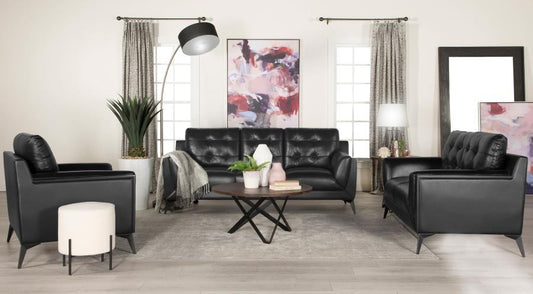 Moira - 3 Piece Sofa, Loveseat, Chair - Black