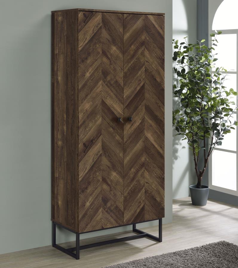 Carolyn - Accent Cabinet With Herringbone - Pattern - Brown