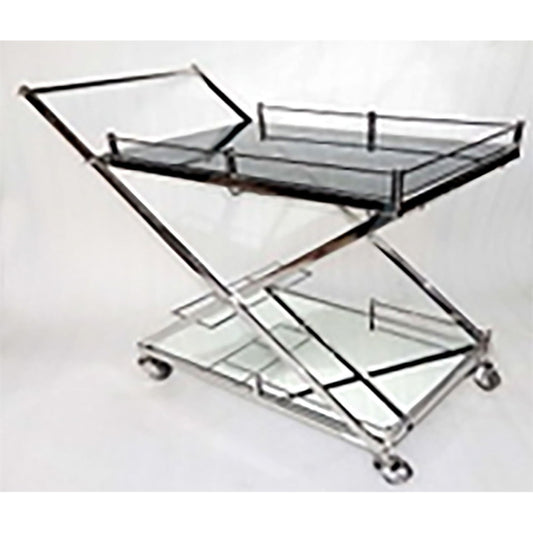 Two Tier Rolling Bar Cart 33" - Silver