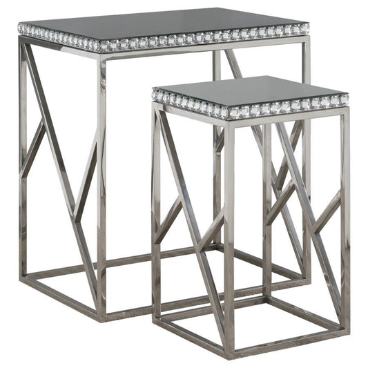 Betsy - 2-Piece Mirror Top Nesting Tables - Pearl Silver