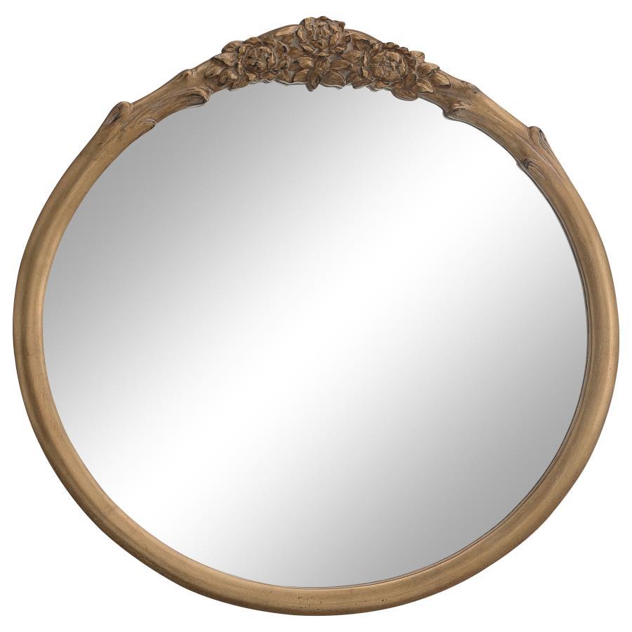 Sylvie - Round Accent Mirror - Light Brown