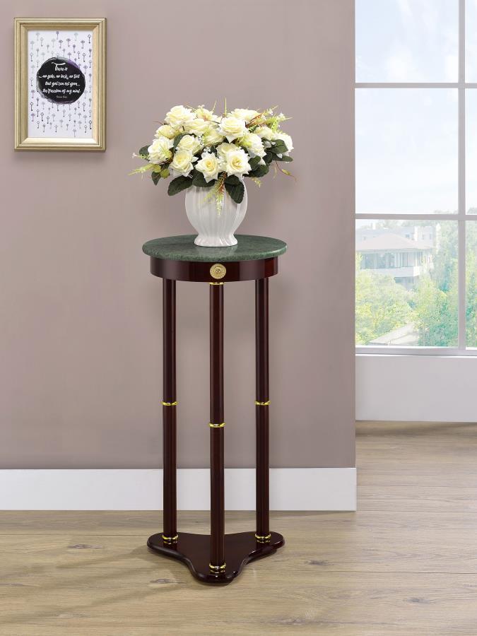 Edie - Round Marble Top Accent Table - Brown