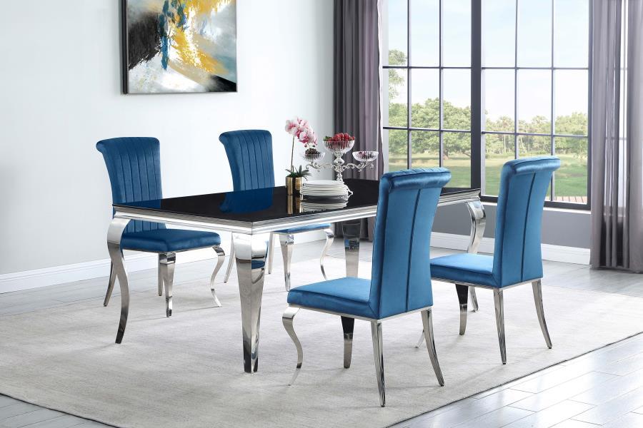 Carone - 5 Piece Dining Room Set - Teal - Glass